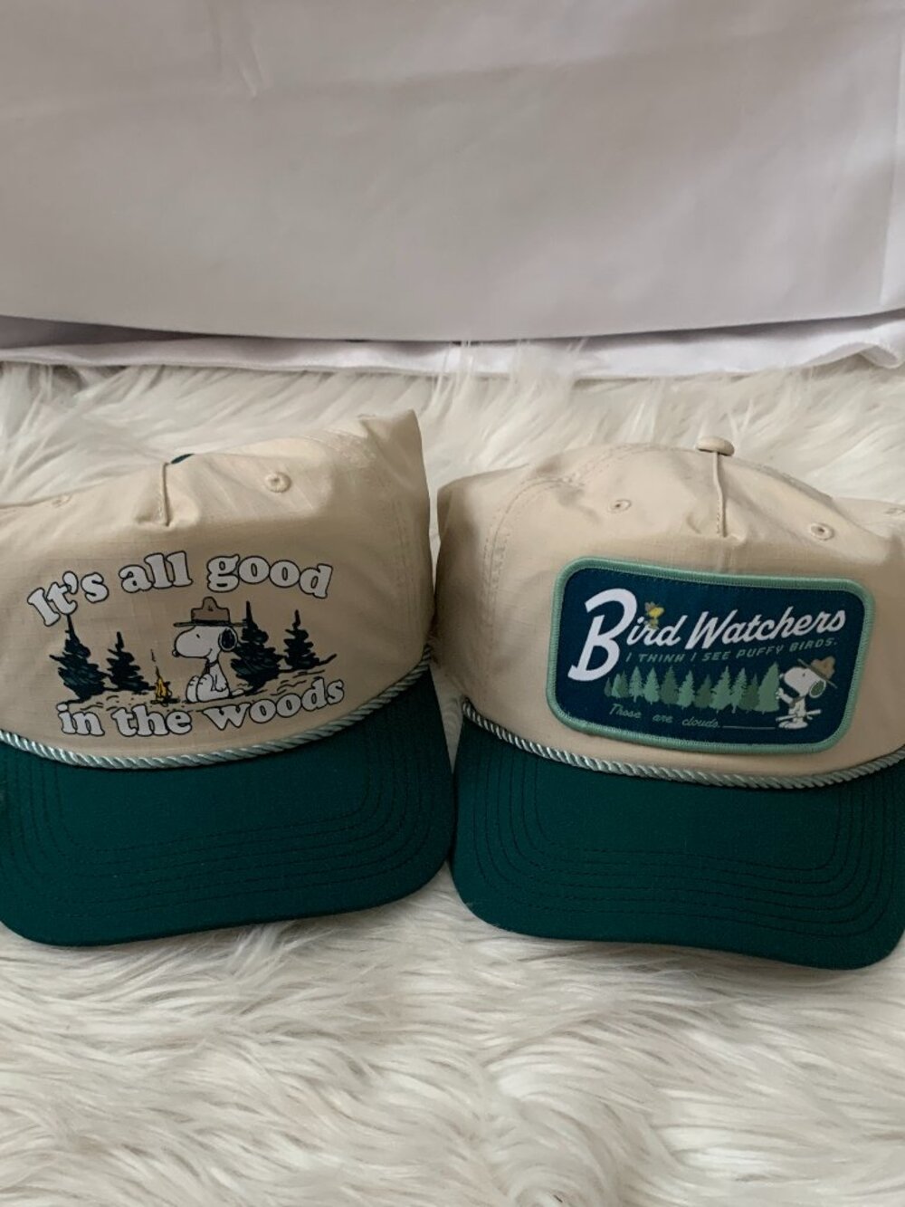 PEANUTS Snoopy Camp Ranger Trucker Hats Set of 2 in Tan/Green